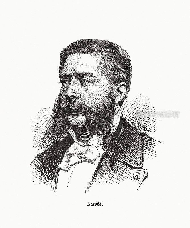 维克多・雅各布斯(Victor Jacobs 1838-1891)，比利时政治家，木刻，1885年出版